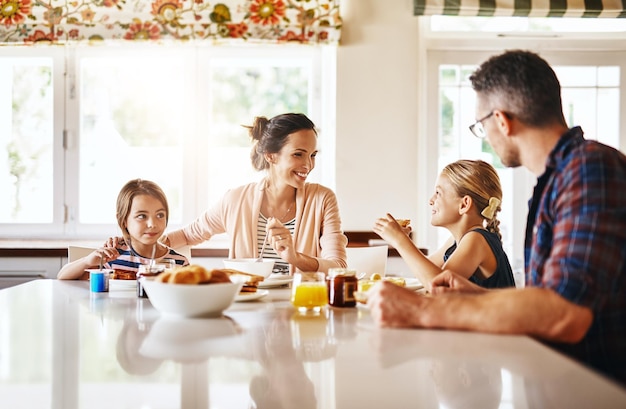 Happy family enjoying dinner